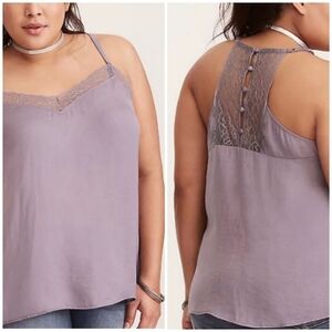 Torrid Gray Satin Lace Cami Tank Top Size 1 (1X)